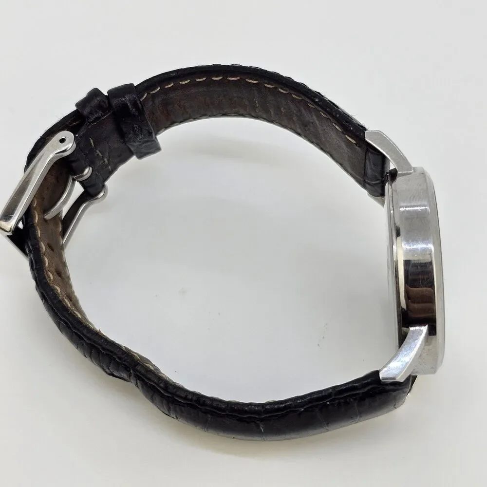 DKNY Women's Watch‎ 36MM Gray Dial Black Leather Band Straps New Battery